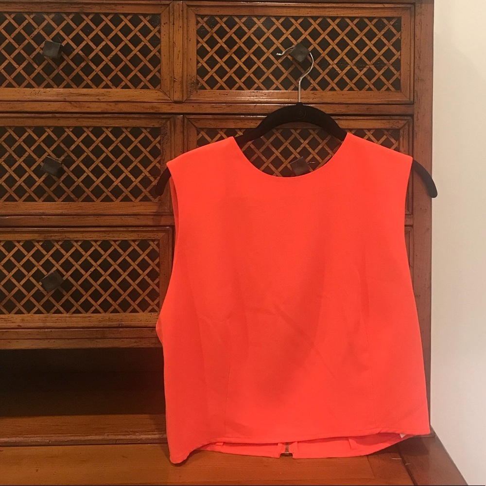 Alice & Olivia Red Orange Crop Top Zipper Back